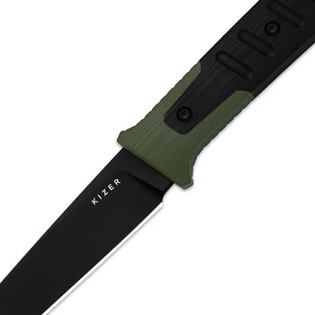 (Ships March 4th) Kizer Area Eight Fixed Blade Knife Green/Black G10 Handle AEB-L Modified Drop Point Plain Edge Black PVD Finish 1113A2