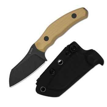 (Ships March 4th) Kizer Bulldog Fixed Blade Knife Brown G10 Handle 14C28N Sheepsfoot Plain Edge Black Stonewash Finish 1116A2