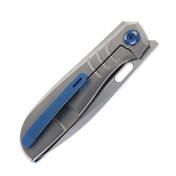 Poikilo Gecko WS2 Folding Knife Gray Titanium Handle M398 Plain Edge Satin Finish