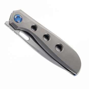 Poikilo Gecko WS3 Folding Knife Gray Titanium Handle M398 Plain Edge Satin Finish