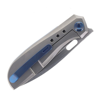 Poikilo Gecko WS3 Folding Knife Gray Titanium Handle M398 Plain Edge Satin Finish