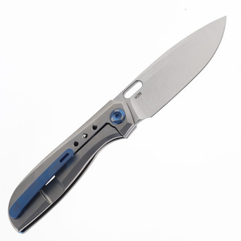 Poikilo Gecko WS3 Folding Knife Gray Titanium Handle M398 Plain Edge Satin Finish