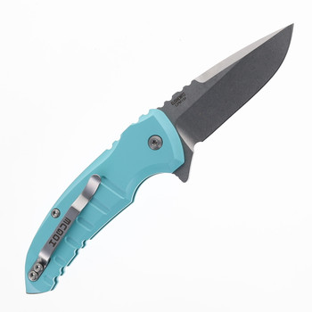 Hogue X1 Micro Folding Knife Blue Aluminum Handle 154CM Drop Point Plain Edge Stonewash Finish 24173