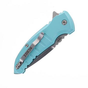 Hogue X1 Micro Folding Knife Blue Aluminum Handle 154CM Drop Point Plain Edge Stonewash Finish 24173