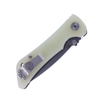 Southern Grind Spider Monkey Folding Knife Jade Titanium Handle S35VN Drop Point Plain Edge Stonewash Finish SG6030004