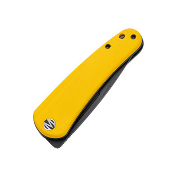 Molsect Orbit Folding Knife Speed Yellow G10 Handle 14C28N Drop Point Plain Edge Black PVD Finish M1066SY