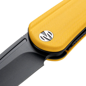 Molsect Orbit Folding Knife Speed Yellow G10 Handle 14C28N Drop Point Plain Edge Black PVD Finish M1066SY