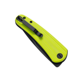 Molsect Orbit Folding Knife Green Yellow G10 Handle 14C28N Drop Point Plain Edge Black PVD Finish M1066GY