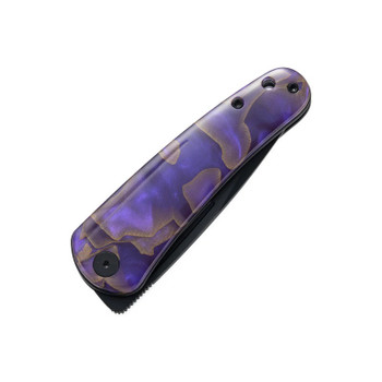 Molsect Orbit Folding Knife Purple Copper Foil Resin Handle 14C28N Drop Point Plain Edge Black PVD Finish M1066AP