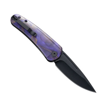 Molsect Orbit Folding Knife Purple Copper Foil Resin Handle 14C28N Drop Point Plain Edge Black PVD Finish M1066AP