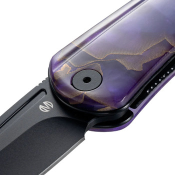 Molsect Orbit Folding Knife Purple Copper Foil Resin Handle 14C28N Drop Point Plain Edge Black PVD Finish M1066AP