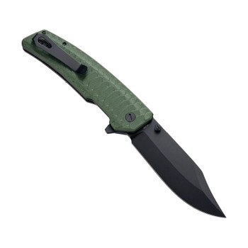Molsect Jungle Folding Knife OD Green G10 Handle 14C28N Bowie Plain Edge Black PVD Finish M2023OD