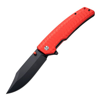 Molsect Jungle Folding Knife Red G10 Handle 14C28N Bowie Plain Edge Black PVD Finish M2023R