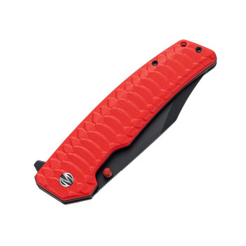 Molsect Jungle Folding Knife Red G10 Handle 14C28N Bowie Plain Edge Black PVD Finish M2023R