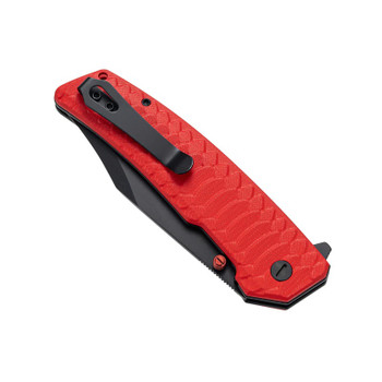 Molsect Jungle Folding Knife Red G10 Handle 14C28N Bowie Plain Edge Black PVD Finish M2023R