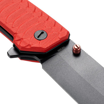 Molsect Jungle Folding Knife Red G10 Handle 14C28N Bowie Plain Edge Black PVD Finish M2023R