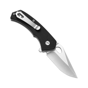 Molsect Croc Folding Knife Black G10 Handle 14C28N Clip Point Plain Edge Satin Finish M1216B