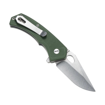 Molsect Croc Folding Knife OD Green G10 Handle 14C28N Clip Point Plain Edge Stonewash Finish M1216OD