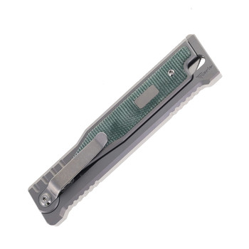 Reate OG EXO Knife Titanium w/ Green Micarta Double Edge Elmax Blade