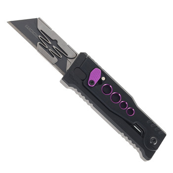 Reate Exo-U Utility Knife Black Aluminum Handle with Purple Speed