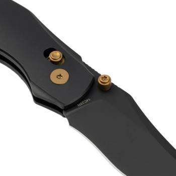 Molsect Shuttle Folding Knife Black Aluminum Handle 14C28N Clip Point/Bowie Plain Black Blade M2066AB