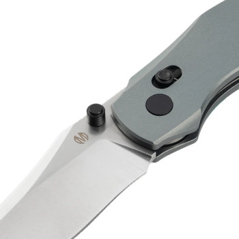 Molsect Shuttle Folding Knife Grey Aluminum Handle 14C28N Clip Point/Bowie Plain Edge Satin Finish M2066AH