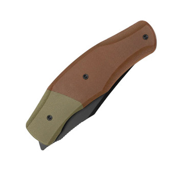 Molsect OldFashioned Folding Knife OD Green/Brown G10 Handle 14C28N Bowie Point Plain Edge Black PVD Finish MUC777GB