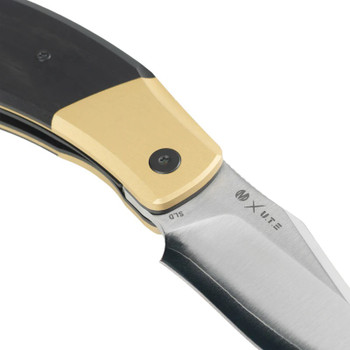 Molsect OldFashioned Folding Knife Brass Aluminum/Ebony Wood Handle SLD Bowie Point Plain Edge MUC777S