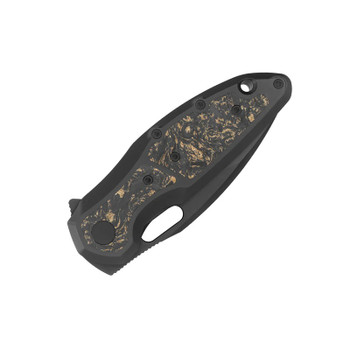 Molsect Mantle Folding Knife DLC Titanium/Dark Matter Gold Carbon Fiber Handle S35VN Drop Point Plain Edge Black PVD Finish M1183DC