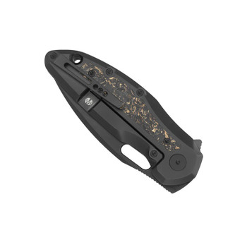 Molsect Mantle Folding Knife DLC Titanium/Dark Matter Gold Carbon Fiber Handle S35VN Drop Point Plain Edge Black PVD Finish M1183DC