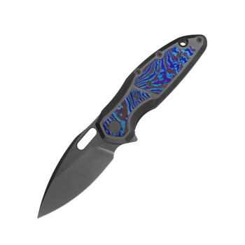 Molsect Mantle Folding Knife Black DLC Titanium/Timascus Handle S35VN Drop Point Plain Edge Black PVD Finish M1183DK