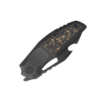 Molsect 808Attack Folding Knife DLC Titanium/Dark Matter Gold Carbon Fiber Handle S90V Plain Edge Black DLC Finish MUC808AD