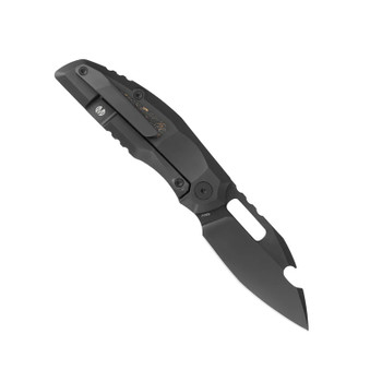 Molsect 808Attack Folding Knife DLC Titanium/Dark Matter Gold Carbon Fiber Handle S90V Plain Edge Black DLC Finish MUC808AD