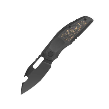 Molsect 808Attack Folding Knife DLC Titanium/Dark Matter Gold Carbon Fiber Handle S90V Plain Edge Black DLC Finish MUC808AD