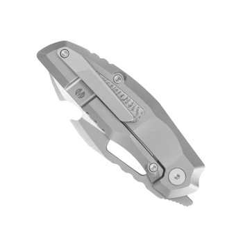 Molsect 808Attack Folding Knife Beadblast Titanium/Silver Crystal Timascus Handle S90V Plain Edge Beadblast/Belt Satin Finish MUC808AS`