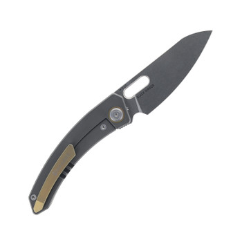 Maxace Knife Black Mirror Folding Knife Blue FatCarbon and Titanium Handle Magnacut Blade MM41-1-B