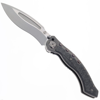 Maxace Vortex 2.0 Folding Knife Black Swirled Carbon Fiber Inlay Handle CPM-3V Plain Edge M03A