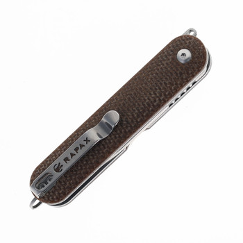 Rapax Kiki Folding Knife Brown Micarta Handle VG-10 Drop Point Plain Edge Satin Finish MK001-1BR