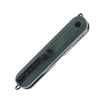 Rapax Kiki Folding Knife Olive Green Micarta Handle VG-10 Drop Point Plain Edge Black Stonewash Finish MK001-1GN