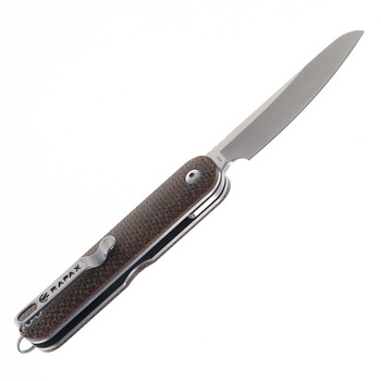 Rapax Mimi Folding Knife Brown Micarta Handle VG-10 Plain Edge Satin Finish MK001-2BR