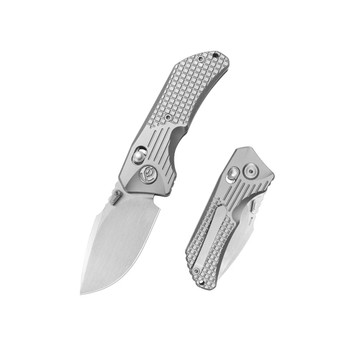 KB Jarpen Folding Knife Sandblast Titanium Handle S90V Drop Point Plain Edge Hand Satin Finish KB415A