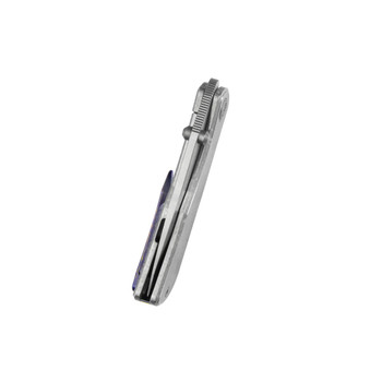 KB Knives Folklore Folding Knife Crystallized Titanium Handle M390 Tanto Point Plain Edge Belt Satin Finish KB444D