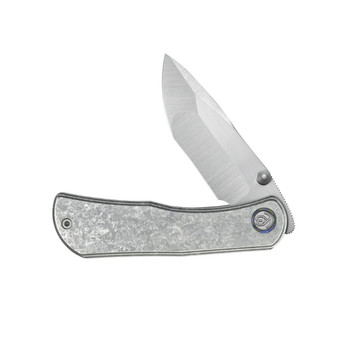 KB Knives Folklore Folding Knife Crystallized Titanium Handle M390 Tanto Point Plain Edge Belt Satin Finish KB444D