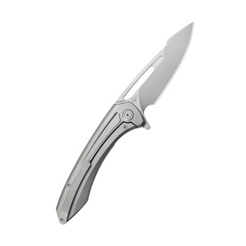 KB Knives Merced Folding Knife Gray Titanium Handle M390 Drop Point Plain Edge Beadblast Finish KB352A