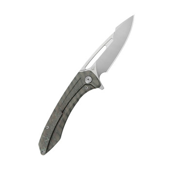 KB Knives Merced Folding Knife Flame Ano Titanium Handle M390 Drop Point Plain Edge Beadblast Finish KB352B
