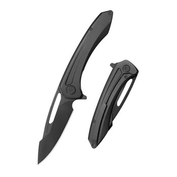 KB Knives Merced Folding Knife Flame Black PVD Titanium Handle M390 Drop Point Plain Edge Black DLC Finish KB352C