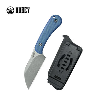 Kubey Rockhopper Fixed Blade Knife Blue Micarta Handle 14C28N