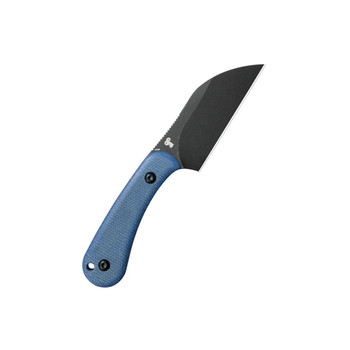 Kubey Rockhopper Fixed Blade Knife Blue Micarta Handle 14C28N Wharncliffe Plain Edge Blackwash Finish KU412D