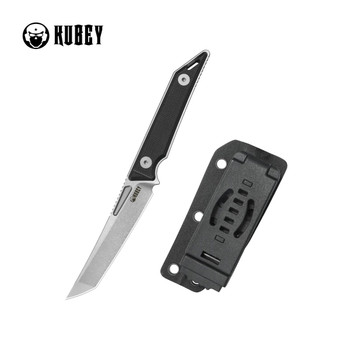 Kubey Goliath Fixed Blade Knife Black G10 Handle 14C28N Tanto Point Plain Edge Beadblast Finish KU430A