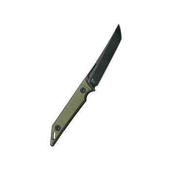 Kubey Goliath Fixed Blade Knife Green Micarta Handle 14C28N Tanto Point Plain Edge Blackwash Finish KU430F